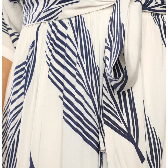 Sign of the Times White and Navy Blue Leaf Print Maxi Dress - Picture 5 of 9